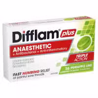 Difflam Plus Sore Throat Lozenges Plus Anaesthetic Pineapple And Lime 16 Lozenges