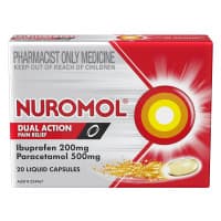 Nuromol Strong Pain Relief Liquid Capsules 200mg Ibuprofen/500mg Paracetamol 20 Pack