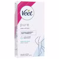 Veet Pure Hair Removal Cold Wax Strips Legs and Body Sensitive Skin 20 Pack