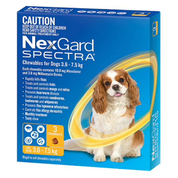 NexGard Spectra Chewables For Small Dogs Yellow 3.6 to 7.5kg