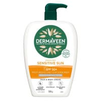 DermaVeen Sensitive Sun SPF 50 Plus Face and Body Cream Pump Pack 500g