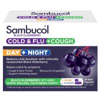 Sambucol Black Elderberry Cold and Flu plus Cough Day plus Night 24 Capsules