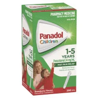 Panadol Children 1 to 5 years Colourfree Suspension Strawberry Flavour 200ml