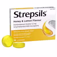 Strepsils Sore Throat Relief Honey And Lemon 16 Pack