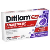 Difflam Plus Sore Throat Lozenges Plus Anaesthetic Blackcurrant 16 Lozenges