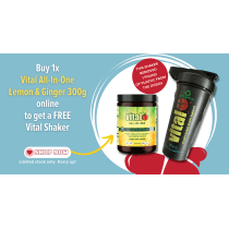 FREE Vital Shaker Automatically Added to Cart When You Buy Vital All In One Lemon and Ginger 300g