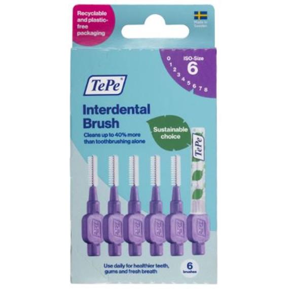 TePe Interdental Brush Purple 1.1mm Size 6 6-Pack for superior oral hygiene at Chemist Australia