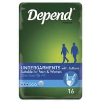 Depend Undergarments With Buttons 16 Pack