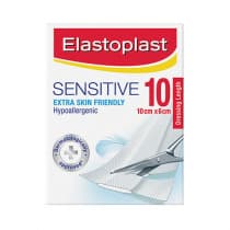 Elastoplast Sensitive Extra Skin-Friendly Plasters 10cm x 6cm 10 Pack