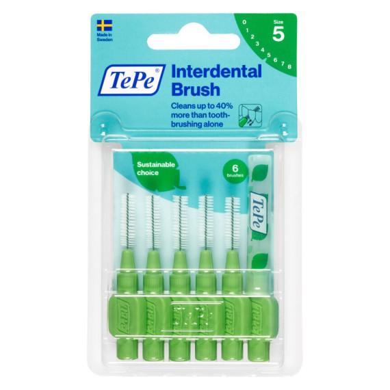 TePe Interdental Brush Green 0.8mm Size 5 Pack of 6 for precise cleaning at Chemist Australia