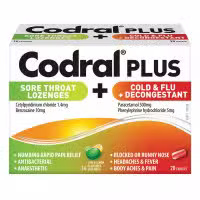 Codral Plus Sore Throat 16 Lozenges and Cold and Flu Plus Decongestant 20 Tablets