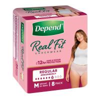 Depend Real Fit Underwear for  Women Medium 8 Pack