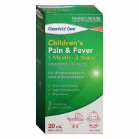 Chemists Own Paracetamol Colour Free Drops 1 Month to 2 Years 20ml