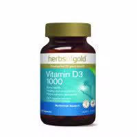 Herbs of Gold Vitamin D3 1000 120 Capsules VEGAN IN RICE BRAN OIL