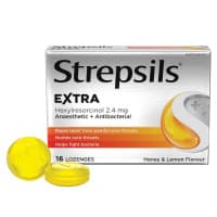 Strepsils Extra Honey and Lemon Fast Numbing Sore Throat Pain Relief with Anaesthetic Lozenges 36 Pack