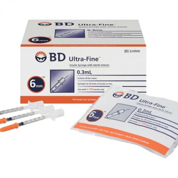 Buy BD Ultra Fine 0.3ml 0.25mm 31g X 6mm 324900 Single 10 Pack Or Box Of 100 Online Chemist Australia