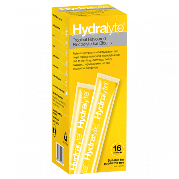 Hydralyte Electrolyte Ice Blocks Tropical 16 X 62.5ml Pack