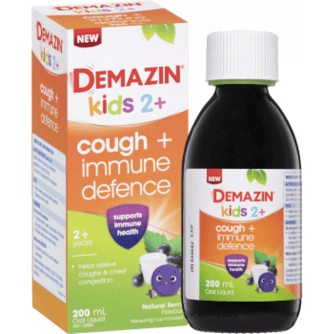 Buy Demazin Kids 2+ Cough + Immune Defence Syrup 200ml Online Chemist