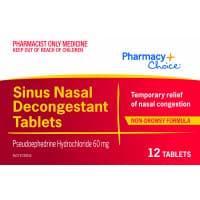 Pharmacy Choice Sinus Nasal Decongestant 12 Tablets S3