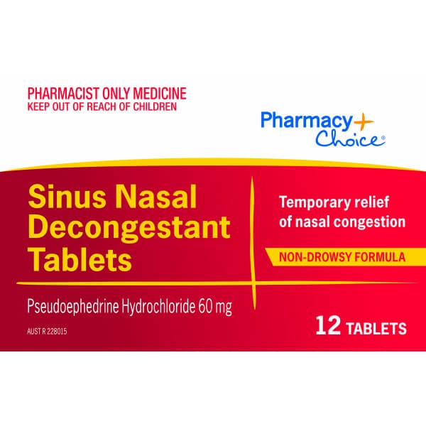 Buy Pharmacy Choice Sinus Nasal Decongestant 12 Tablets Online