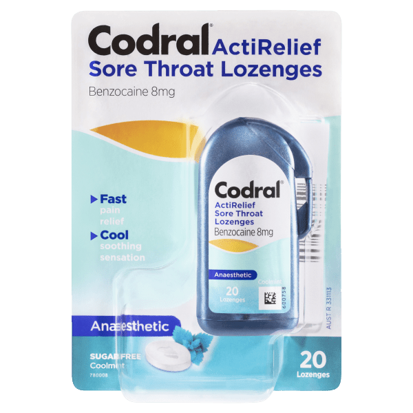 Buy Codral ActiRelief Sore Throat Lozenges Anaesthetic Coolmint 20 Pack Online Chemist Australia Buy Codral ActiRelief Sore Throat Lozenges Anaesthetic Coolmint 20 Pack Online Chemist Australia