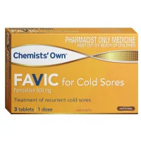 Chemists Own Favic For Cold Sores 500mg 3 Tablets S3
