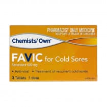 Chemists Own Favic For Cold Sores 500mg 3 Tablets
