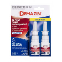 Demazin 12 Hour Nasal Decongestant Spray 20ml Twin Pack