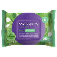 Swisspers Eco Aloe Vera Biodegradable Facial Wipes 25 Pack