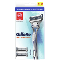 Gillette Skinguard Razor Handle Plus 2 Cartridges