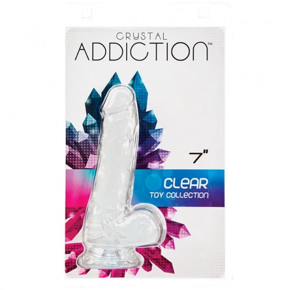 BMS Crystal Addiction Dildo with Balls Clear 7”