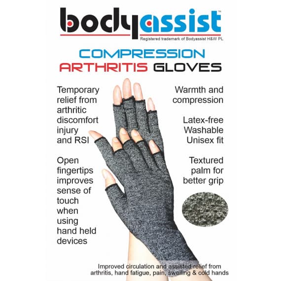 Buy BodyAssist Compression Arthritis Gloves (Grey) Large Online