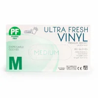 Soodox PF Ultra Fresh Clear Vinyl Gloves Medium Box 100 Pieces