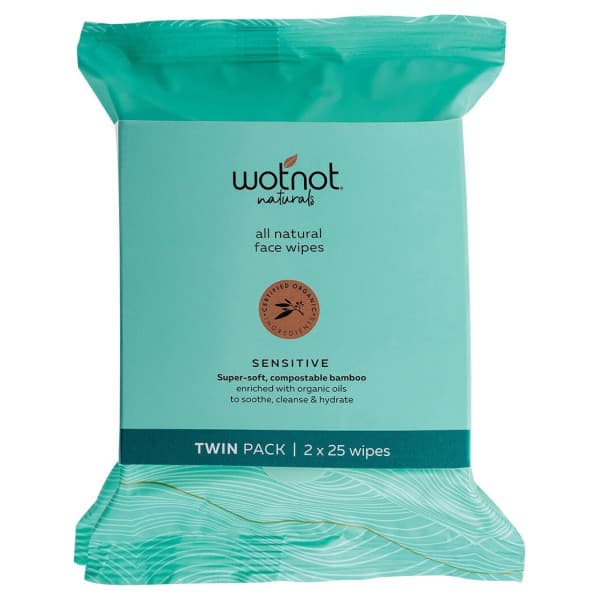 Buy Wotnot Naturals Natural Facial Wipes Sensitive Twin Pack 2 x 25