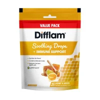 Difflam Soothing Throat Drops + Immune Support Honey & Lemon Flavour Value Pack 42 Drops