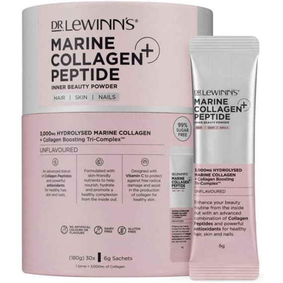 Dr. Lewinns Marine Collagen Peptide Plus Inner Beauty Powder Unflavoured 30 X 6g
