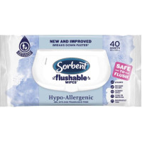 Sorbent Flushable Wipes Hypo Allergenic 40 Pack