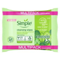 Simple Kind to Skin Biodegradable Cleansing Wipes With Vit B5 Vit E And Pro Amino Acids 50 Pieces