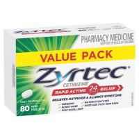Zyrtec Rapid Acting Hayfever and Allergy Relief Antihistamine 10mg 80 Mini Tablets