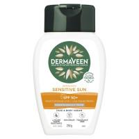 DermaVeen Sensitive Sun SPF Plus 50 Moisturizing UVB Plus UVA Sunscreen Face and Body Cream 250g