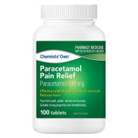 Chemists Own Paracetamol Pain Relief 100 Tablets 1 Bottle S3