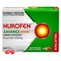 Nurofen Zavance Mini Liquid Capsules Ibuprofen 200mg Pain Relief 64 Capsules
