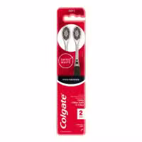 Colgate Optic White Pro Series Manual Toothbrush with Charcoal Spiral Bristles 2 Pack