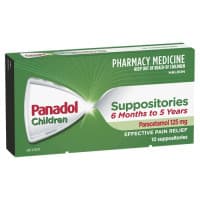 Panadol Children Suppositories 6 Months to 5 Years 125mg 10 Pack