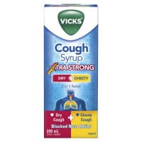 Vicks Cough Syrup Xtra Strong Dry Plus Chesty 200m