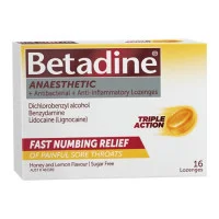 Betadine Anaesthetic Sugar Free Honey and Lemon Flavour 36 Lozenges