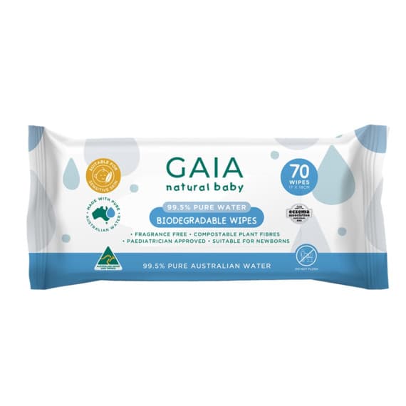 GAIA Baby Pure Water Wipes 70pk - Natural Care at Chemist Australia