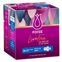 Poise Livefree Incontinence Pads Regular Wings 14 Count
