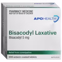 APO Health Bisacodyl Laxative Tablets 5mg Blister Pack 200