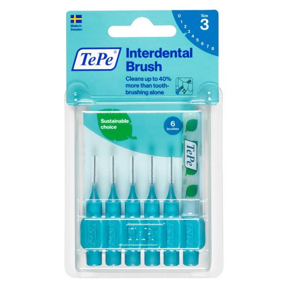 TePe Interdental Brush Blue 0.6mm Size 3 6 Pack for precise cleaning at Chemist Australia